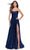 La Femme 31105 - A-Line Ruched Satin Evening Dress Special Occasion Dress 00 / Navy