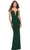 La Femme 31114 - Ladder Strap Ruche Prom Dress Special Occasion Dress 00 / Dark Emerald