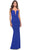La Femme 31114 - Ladder Strap Ruche Prom Dress Special Occasion Dress 00 / Royal Blue