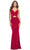 La Femme 31360 - Ruched V Neck Long Dress Special Occasion Dress 00 / Red
