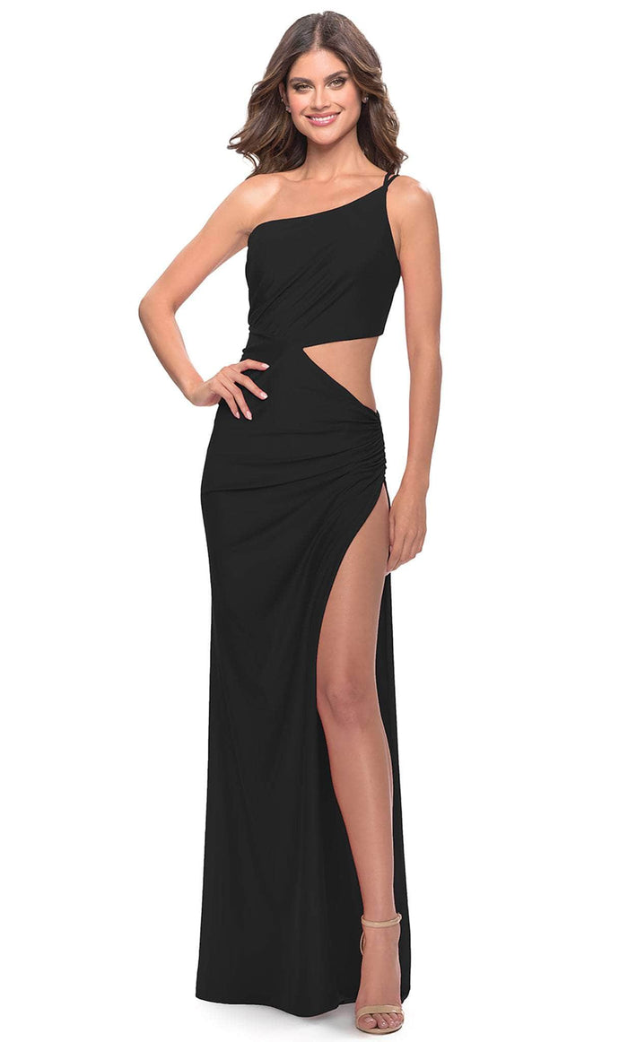 La Femme 31386 - Sheath Side Cut Out Long Dress Special Occasion Dress 00 / Black