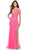 La Femme 31419 - Deel V Neck Train Dress Special Occasion Dress 00 / Neon Pink