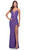 La Femme 31430 - Sequin Plunging V-Neck Evening Gown Special Occasion Dress 00 / Purple