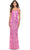 La Femme 31521 - Print Sequin Prom Dress Special Occasion Dress 00 / Neon Pink