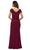 La Femme - Cap Sleeve Bateau Jersey Sheath Dress 28026SC - 1 pc Wine In Size 10 Available CCSALE 10 / Wine