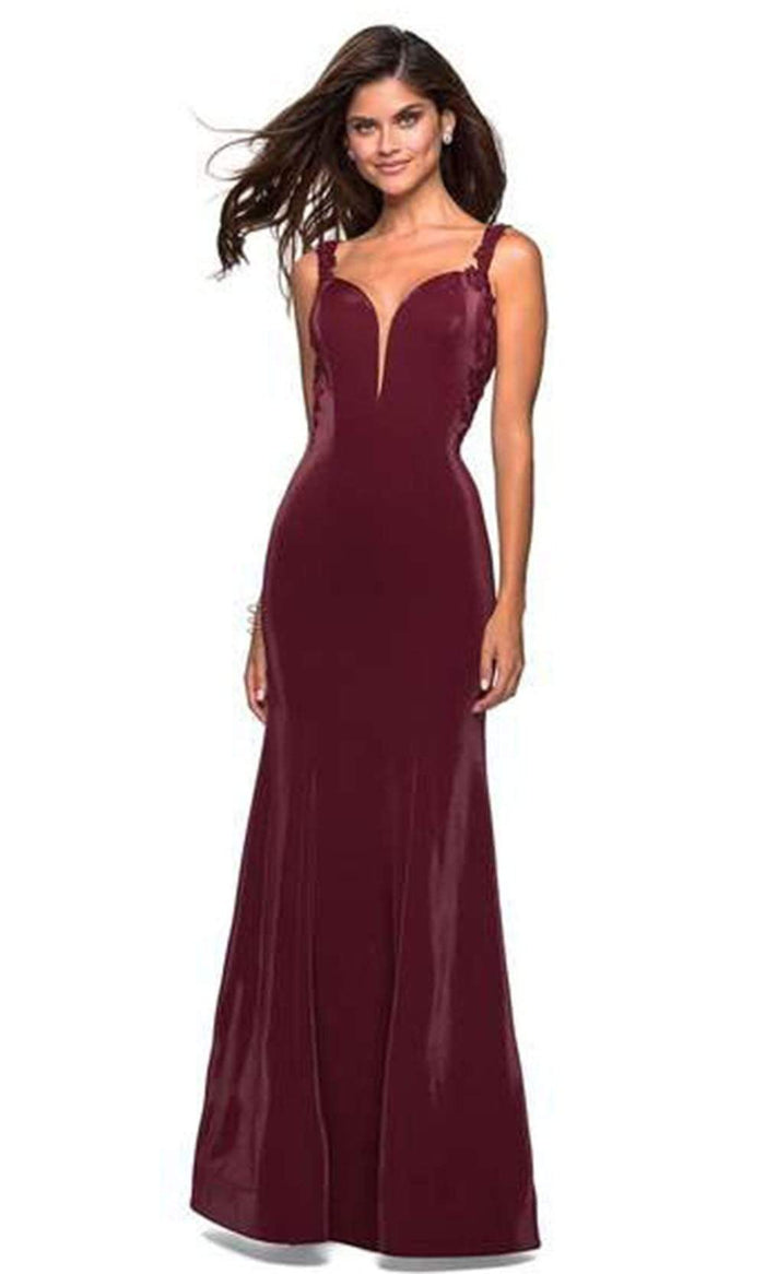 La Femme - Deep Sweetheart Strappy Back Trumpet Gown 27474SC - 1 pc Wine In Size 0 Available CCSALE 0 / Wine