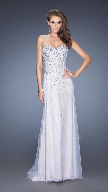 La Femme Gigi - 20172 Opulent Strapless Column Evening Dress 6 / White/Nude - Shop La Femme dresses on Couture Candy at CoutureCandy.com La Femme Gigi - 20172 Opulent Strapless Column Evening Dress 6 / White/Nude - Shop La Femme dresses on Couture Candy at CoutureCandy.com