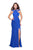 La Femme Gigi - 25971 Ruffle High Neck Sheath Dress Special Occasion Dress 00 / Sapphire Blue