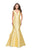 La Femme Gigi - 26046 Deep V-neck Mikado Mermaid Gown Special Occasion Dress 00 / Yellow
