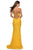 La Femme - Lace Corset High Slit Dress 28591SC - 1 pc Peach In Size 0 Available CCSALE 0 / Peach