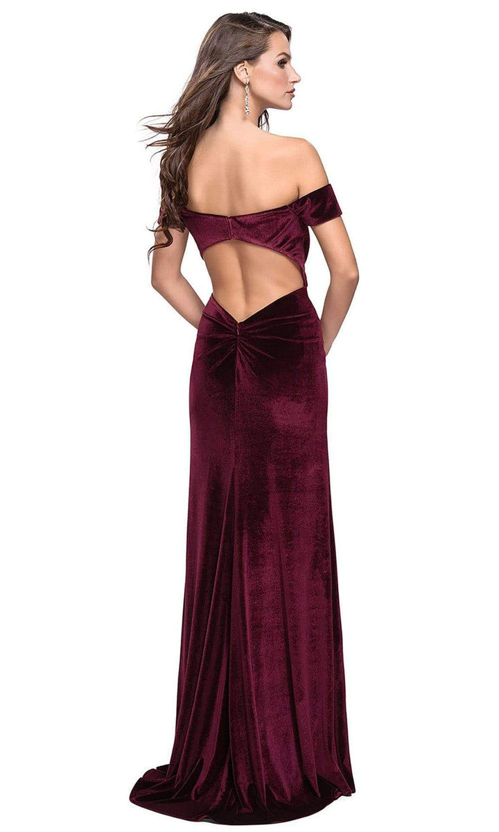 One Shoulder Pleated Sheath Long Gown With Slit Grape main image 1