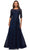 La Femme - Quarter Sleeve Beaded Lace A-line Gown 27922SC - 1 pc Navy In Size 16 Available CCSALE 16 / Navy