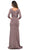 La Femme - Quarter Sleeve Draped High Slit Dress 28197SC - 1 pc Navy In Size 12 Available CCSALE