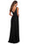 La Femme - Ruche-Ornate High Slit A-Line Dress 28547SC - 1 pc Black In Size 6 Available CCSALE
