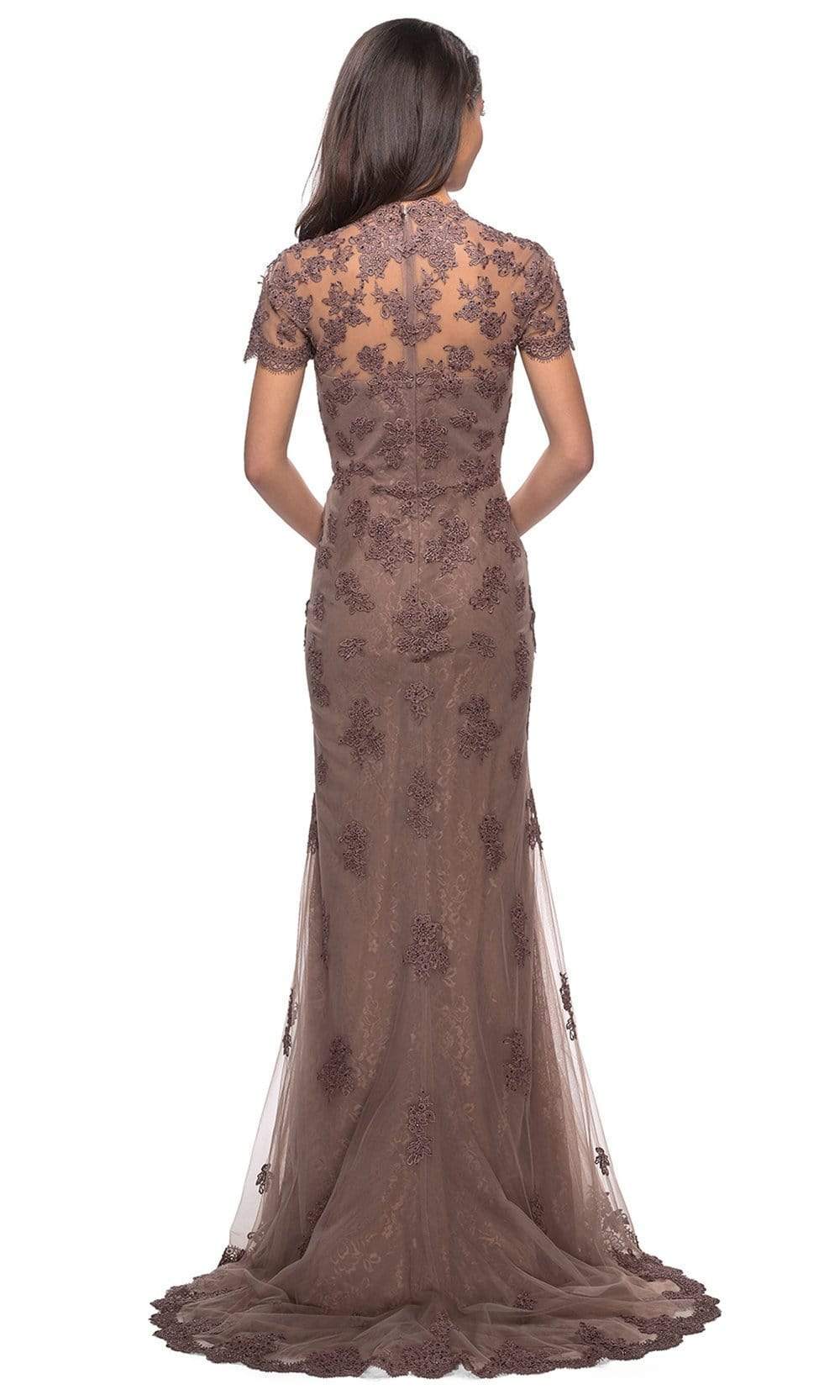 Cocoa La Femme - 28195 Short Sleeve Embroidered Scallop Lace Dress | Long Trumpet Dress Cocoa La Femme - 28195 Short Sleeve Embroidered Scallop Lace Dress | Long Trumpet Dress