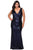 La Femme - Sequined V-Neck Evening Gown 28770SC - 1 pc Navy in Size 22W Available CCSALE 22W / Navy