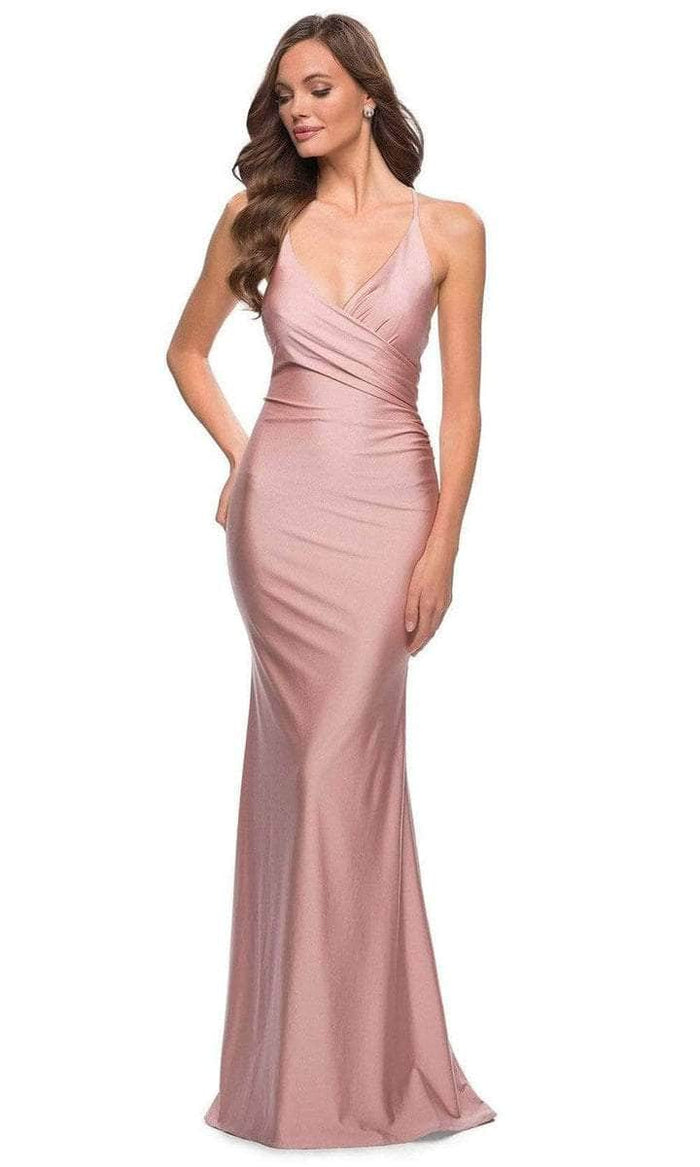 La Femme - Sleeveless V-Neck Jersey Prom Dress 29848SC - 1 pc Mauve In Size 2 Available CCSALE 2 / Mauve
