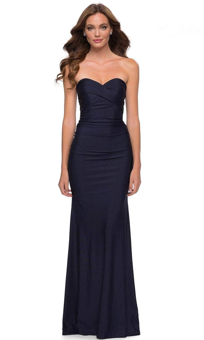 La Femme - Sweetheart Sheath Evening Dress 29851SC - 1 pc  In Size  Available CCSALE 6 / Navy