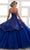 LA Glitter - 24028 Plunging Embroidered Peplum Drape Ballgown Quinceanera Dresses