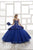 LA Glitter - 24028 Plunging Embroidered Peplum Drape Ballgown Quinceanera Dresses