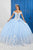 LA Glitter - 24043 Beaded Lace Corset Glitter Tulle Ballgown Special Occasion Dress 0 / Baby Blue/Silver