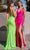 Ladivine C142 - Draped High Slit Prom Dress Prom Dresses 4 / Fuchsia