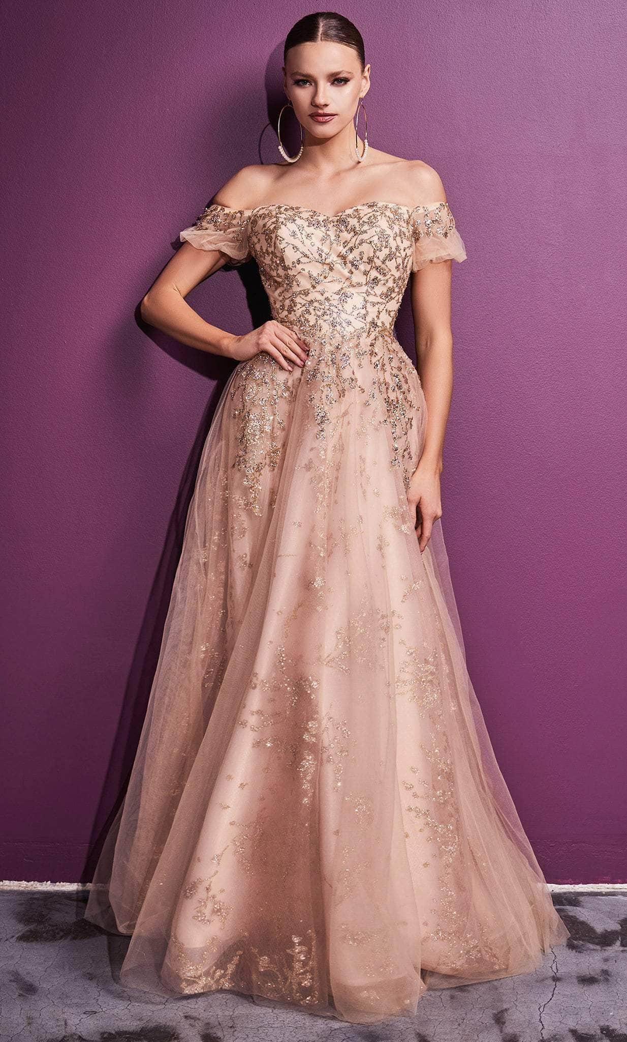 Ladivine C73 - Off Shoulder Glittered Classy Gown Couture Candy Ladivine C73 - Off Shoulder Glittered Classy Gown Couture Candy