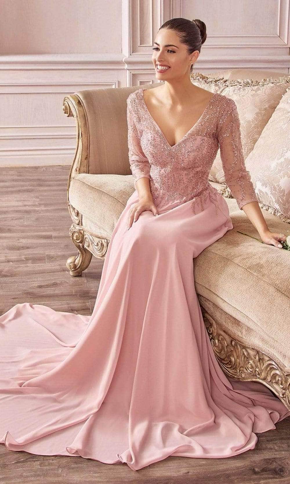 Ladivine CD0171 - Sheer Quarter Beaded Chiffon Gown L / Mocha - Shop Ladivine Dresses On Couture Candy at CoutureCandy.com Ladivine CD0171 - Sheer Quarter Beaded Chiffon Gown L / Mocha - Shop Ladivine Dresses On Couture Candy at CoutureCandy.com