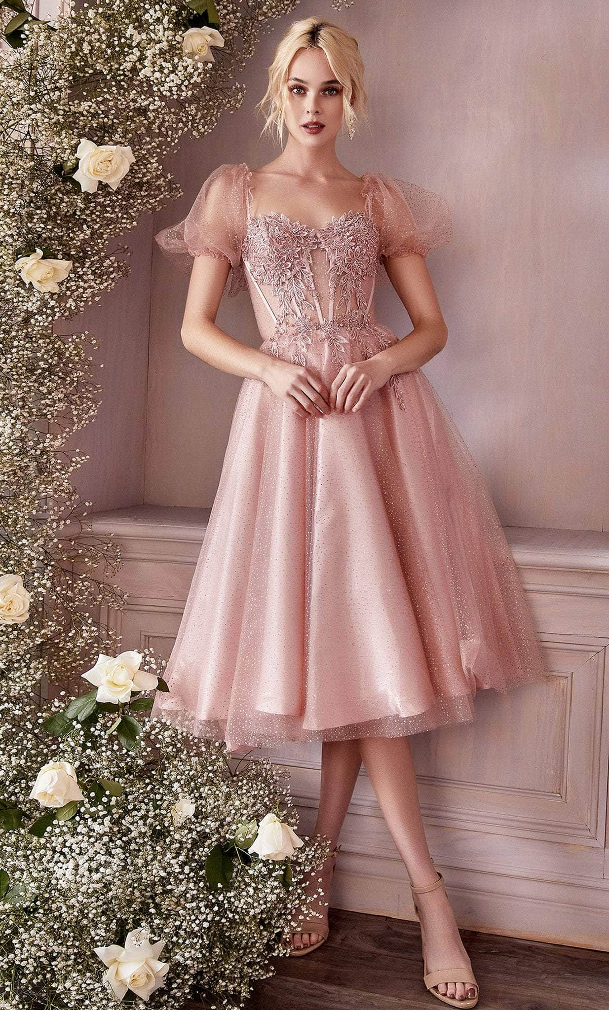 Ladivine CD0187 Tea Length Corset Cocktail Dress – Couture Candy