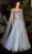 Ladivine CD0204 - Embellished Cape Sleeve Prom Dress Prom Dresses XS / Smoky Blue