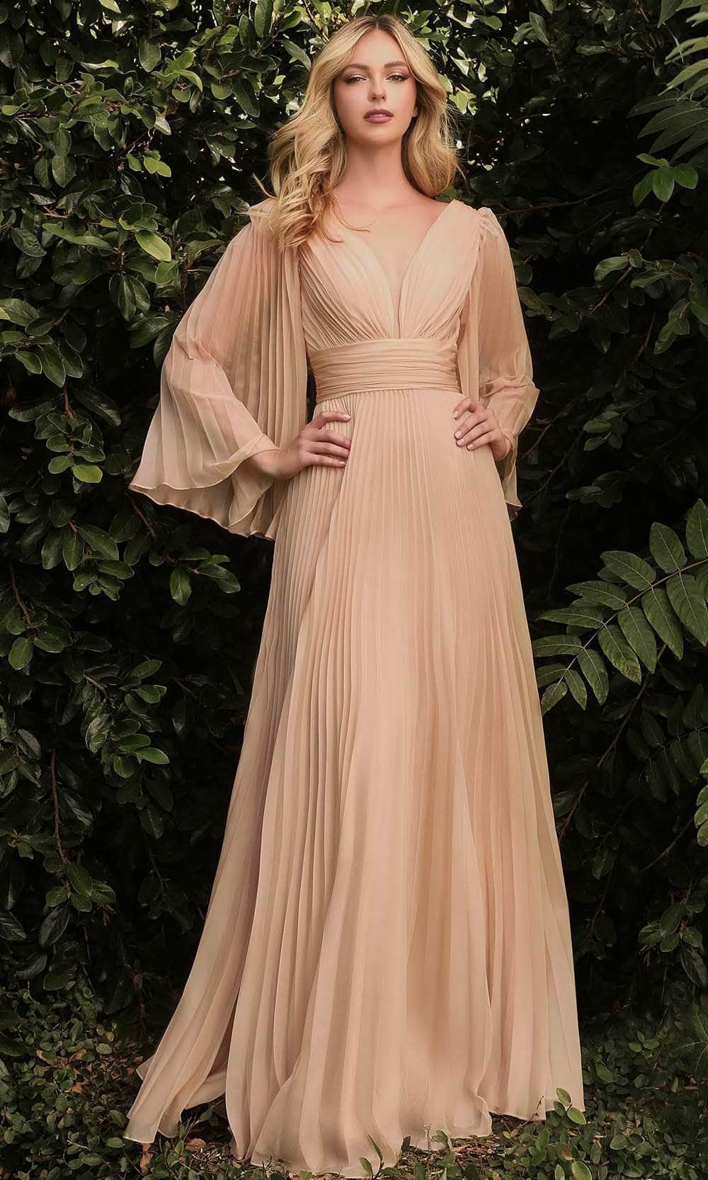Ladivine - CD242 Flutter Sleeve Pleated Gown | Long A-Lines Dress Ladivine - CD242 Flutter Sleeve Pleated Gown | Long A-Lines Dress
