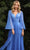 Ladivine CD242S - Bell Sleeve Pleated Formal Dress Prom Dresses 6 / Teal-