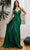 Ladivine CDS417 - Sash Detailed Prom Dress Prom Dresses 2 / Emerald