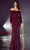 Ladivine CH135 - Draped Sequin Evening Gown Prom Dresses XXS / Wine-