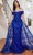 Ladivine J836 - Glitter Overskirt Evening Gown Prom Dresses 6 / Royal-