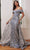 Ladivine J836 - Glitter Overskirt Evening Gown Prom Dresses 6 / Smoky Blue-