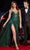 Ladivine J847 - Glitter High Slit Prom Dress Special Occasion Dress 2 / Emerald