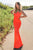Ladivine SE016 - Backless Satin Long Dress Evening Dresses XXS / Neon Orange