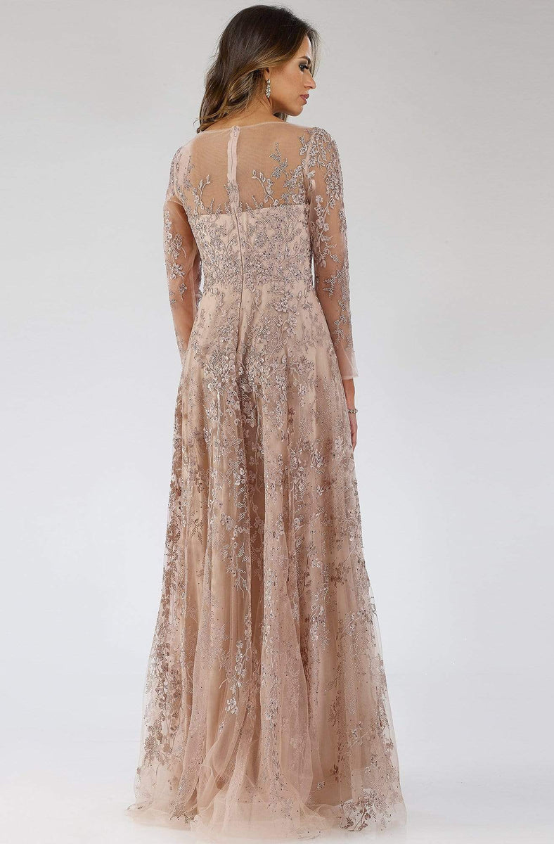 Lara Dresses - 29677 Illusion Long Sleeve Lace Applique A-Line Gown