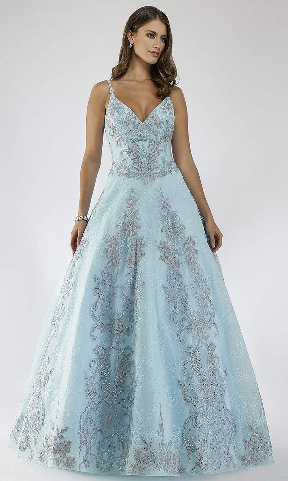 Lara Dresses - 29681 Lace Plunging V-neck Ballgown Couture Candy Lara Dresses - 29681 Lace Plunging V-neck Ballgown Couture Candy