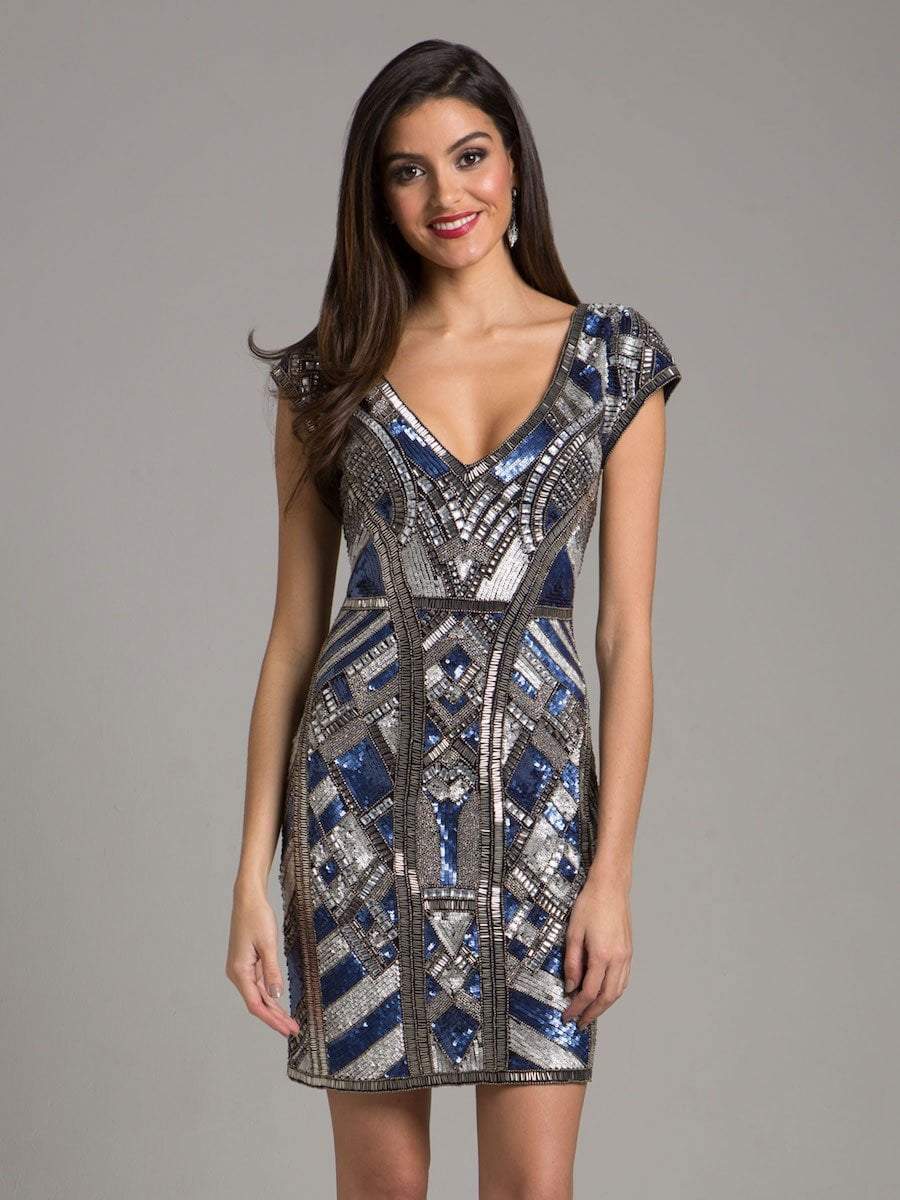 beaded cap sleeve sheath dress Cap Sleeve Beaded Lace Sheath Dress