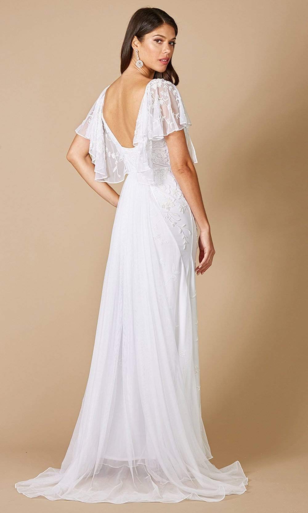 Lara Dresses - 51056 Flutter Sleeve Embellished Bridal Gown Lara Dresses - 51056 Flutter Sleeve Embellished Bridal Gown