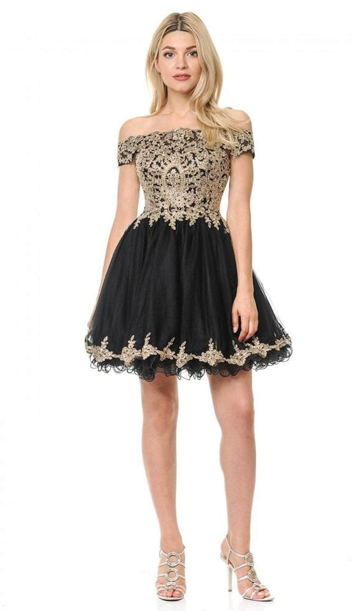 Lenovia - Off Shoulder Embellished Cocktail Dress 8124 S / Champagne Gold - Shop Lenovia dresses on Couture Candy at CoutureCandy.com Lenovia - Off Shoulder Embellished Cocktail Dress 8124 S / Champagne Gold - Shop Lenovia dresses on Couture Candy at CoutureCandy.com