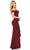 Lenovia - Ruffle Draped High Slit Gown 5207 - 1 pc Burgundy In Size XL Available CCSALE XL / Burgundy