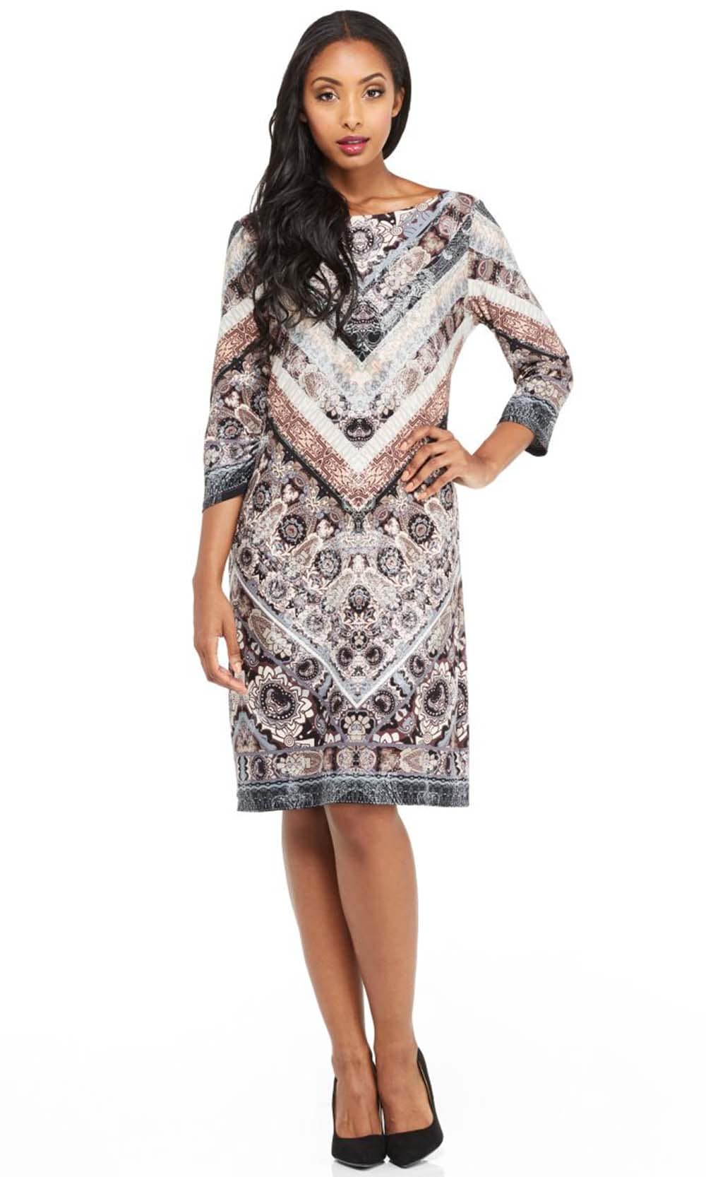 London Times - T3085M Chevron Print Sheath Dress London Times - T3085M Chevron Print Sheath Dress