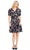 London Times - T3783M Floral Short Sleeve Fit And Flare Jacquard Dress Cocktail Dresses