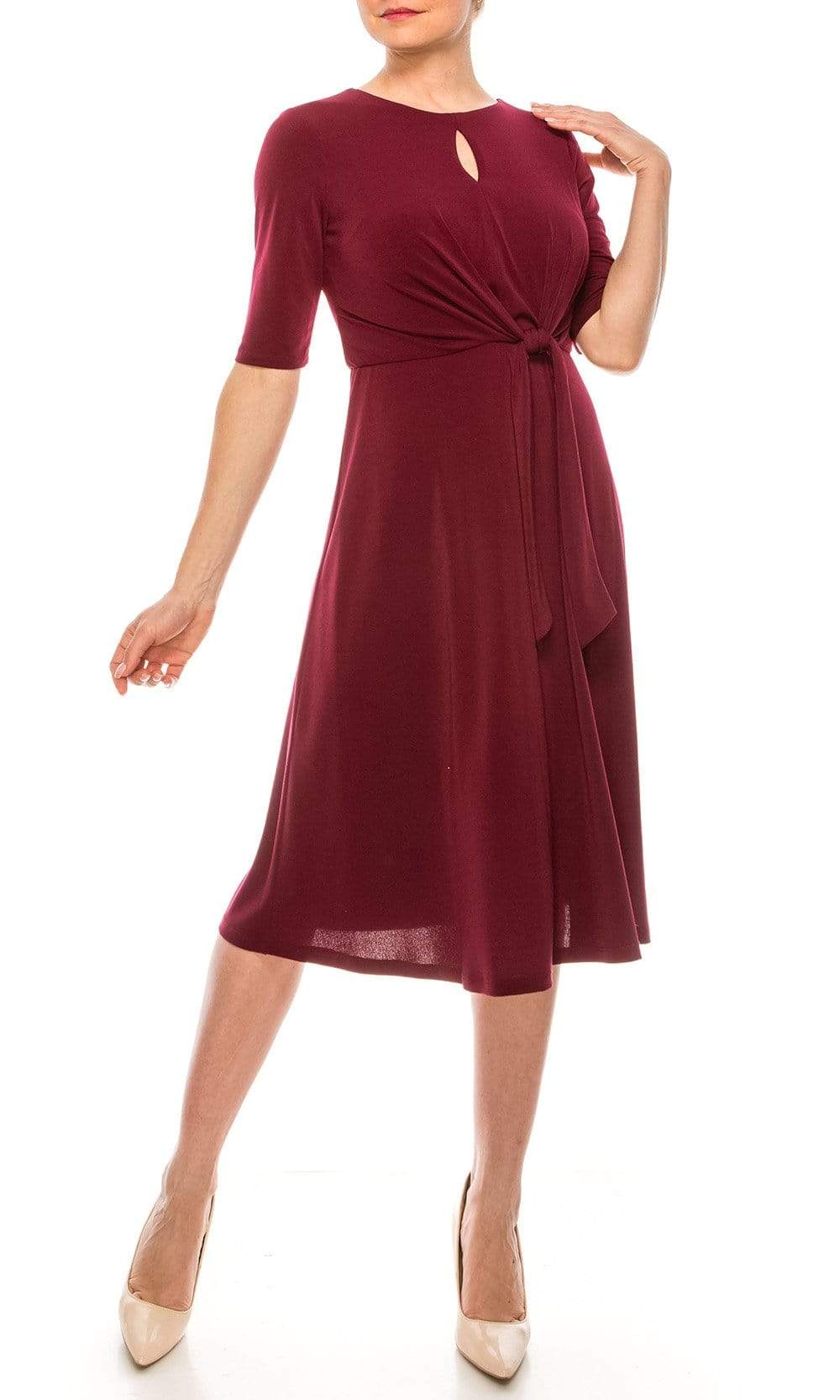 London Times - T4667M Elbow Length Flowy Midi Dress Couture Candy London Times - T4667M Elbow Length Flowy Midi Dress Couture Candy