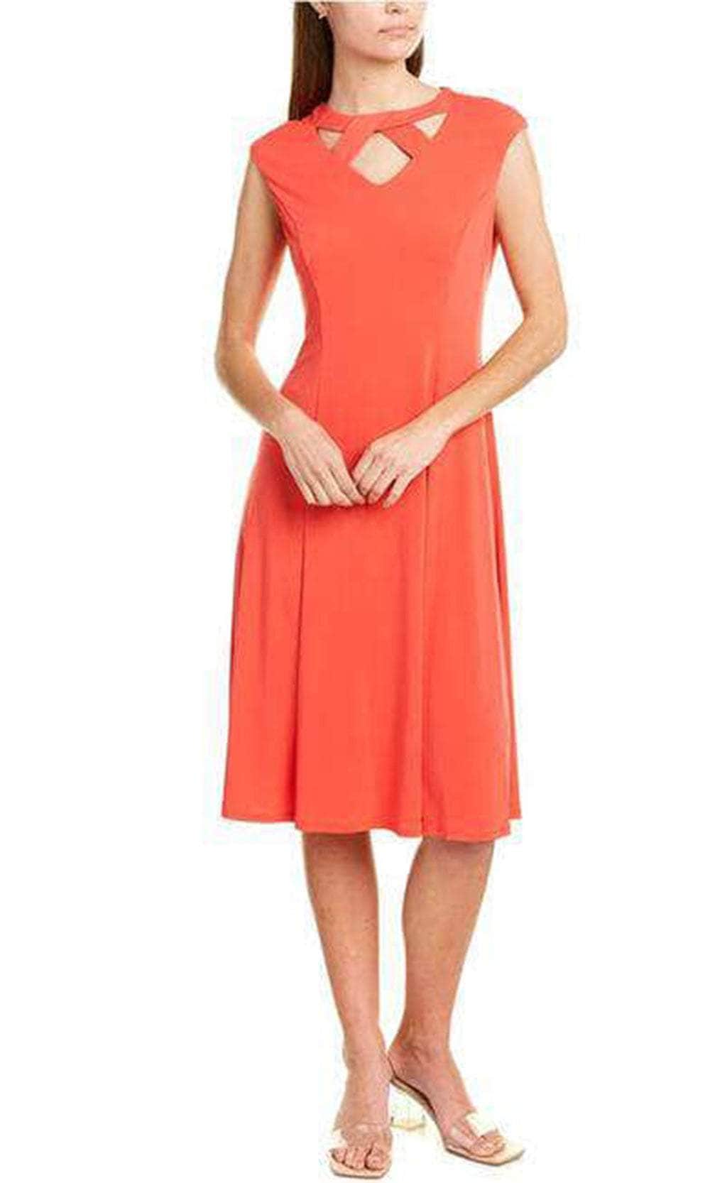 London Times T5736M Sleeveless Cutout Neck Knee-Length Dress