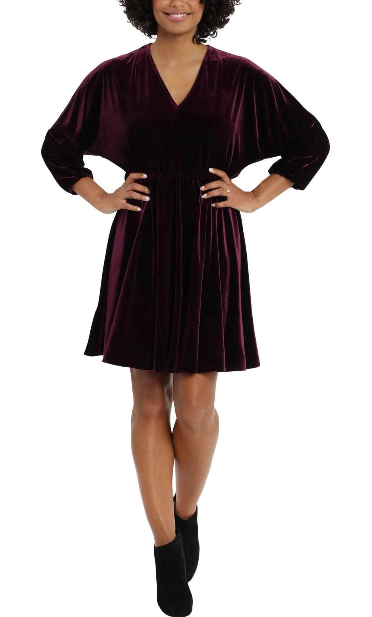 London Times T5911M - Long Sleeve Velvet Short Dress Couture Candy London Times T5911M - Long Sleeve Velvet Short Dress Couture Candy
