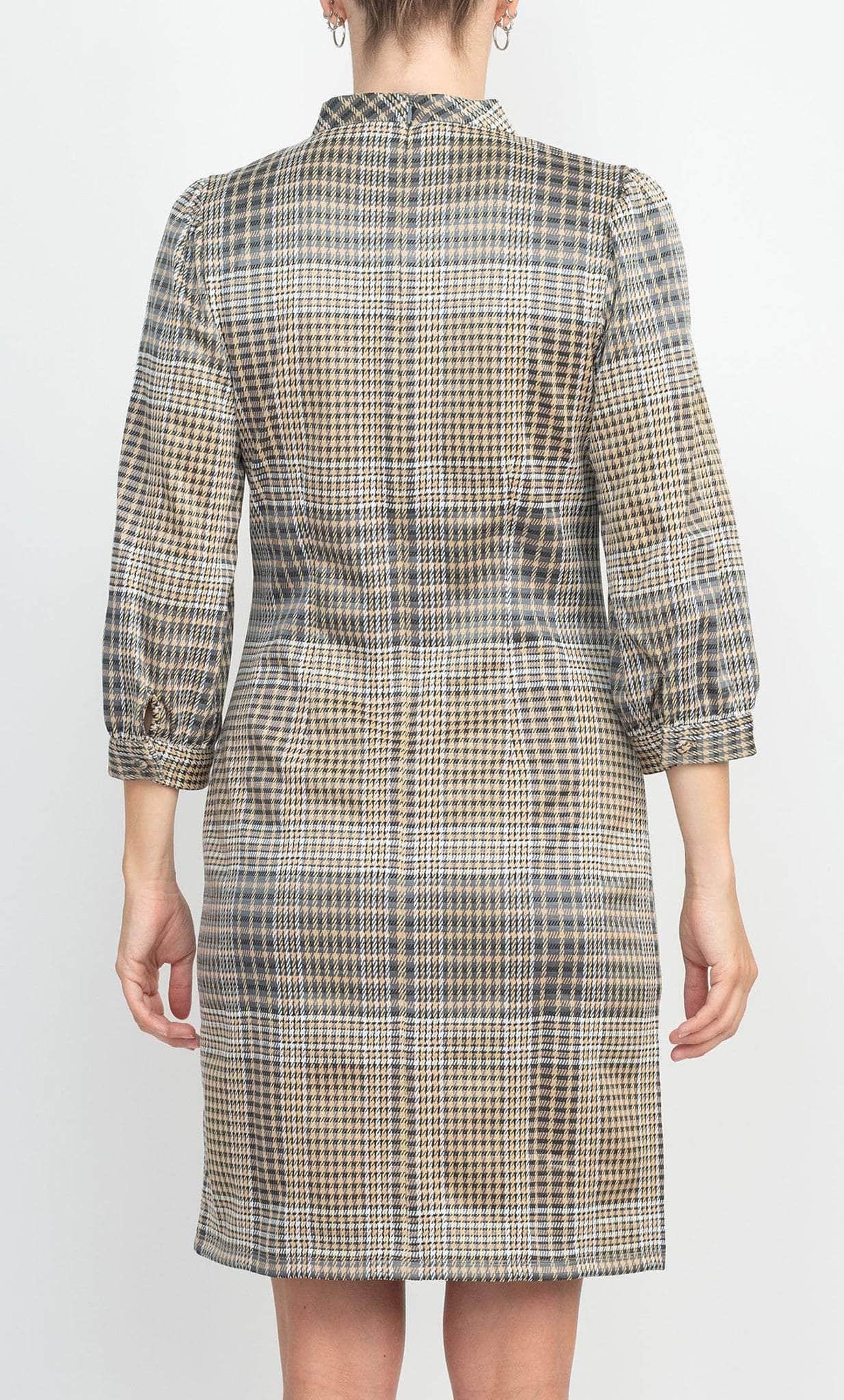 London Times T5954M - Long Sleeve Checkered Short Dress Couture Candy London Times T5954M - Long Sleeve Checkered Short Dress Couture Candy